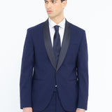 Abito slim fresco di lana stretch 44 / BLU