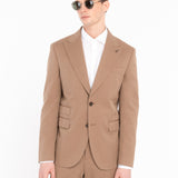 Abito solaro tono su tono lana cotone 44 / MARRONE
