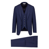 Abito con gilet fresco di lana stretch 44 / BLU