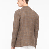 Giacca sfoderata macro check misto lana cotone 44 / MARRONE
