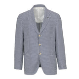 Giacca sfoderata pied de poule lana cotone 44 / BLU