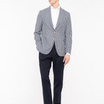 Giacca sfoderata pied de poule lana cotone 44 / BLU