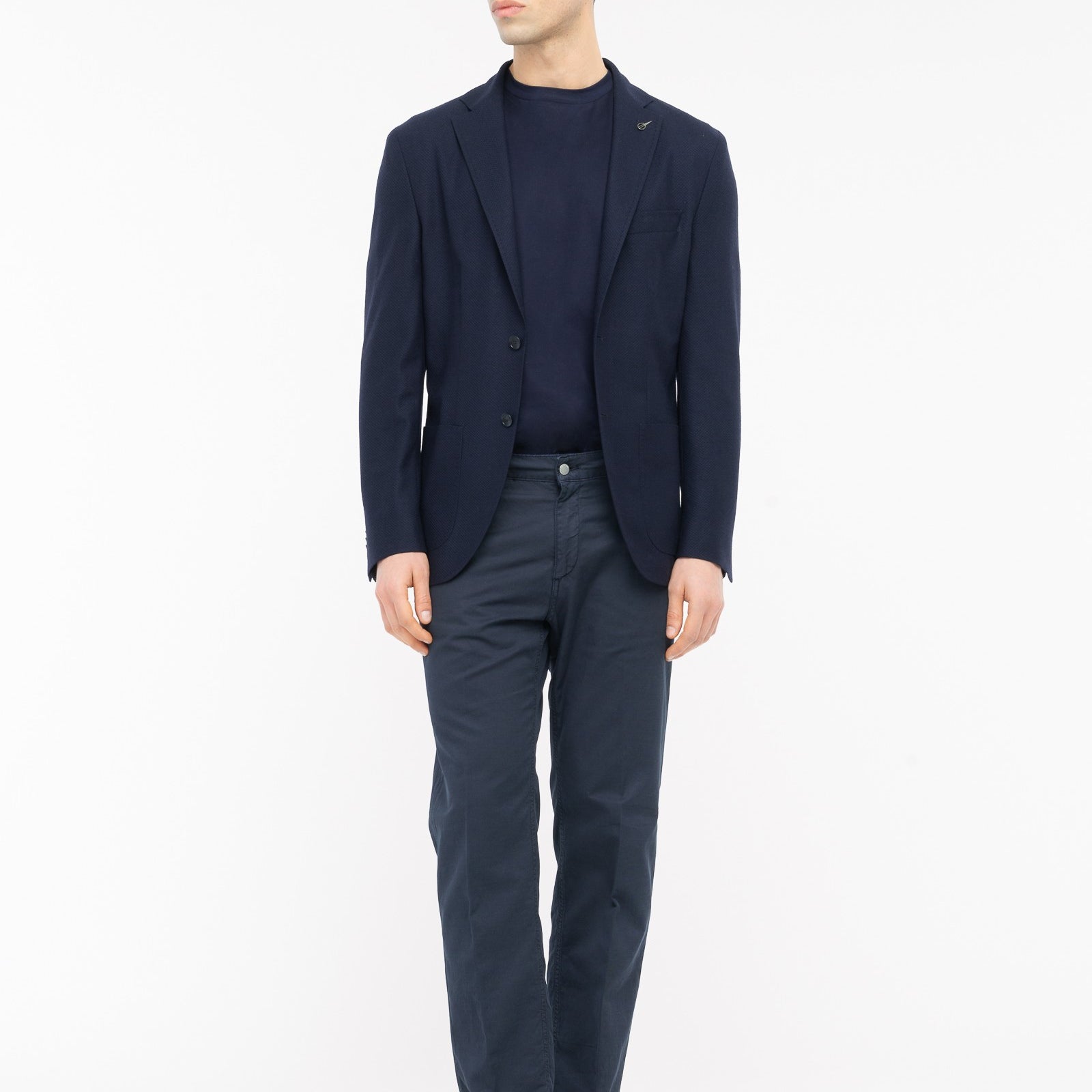 Giacca jersey lavorazione nido d`ape pura lana 44 / BLU