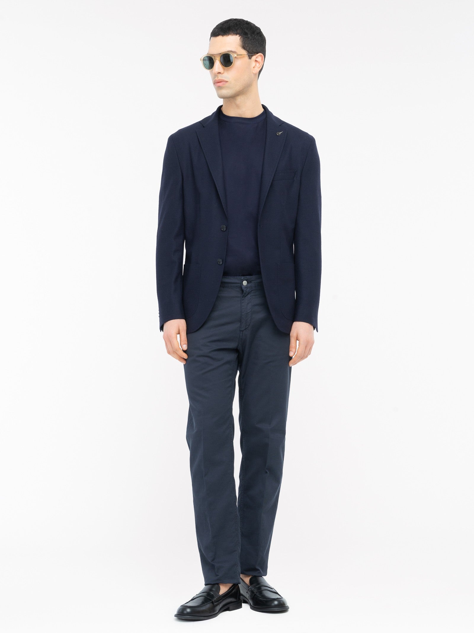 Giacca jersey lavorazione nido d`ape pura lana 44 / BLU