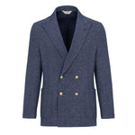 Giacca maglia doppiopetto cotone melangè 44 / BLU