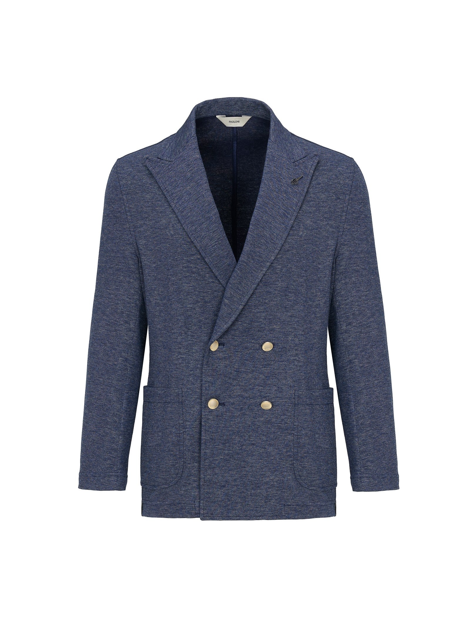 Giacca maglia doppiopetto cotone melangè 44 / BLU