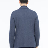 Giacca maglia doppiopetto cotone melangè 44 / BLU