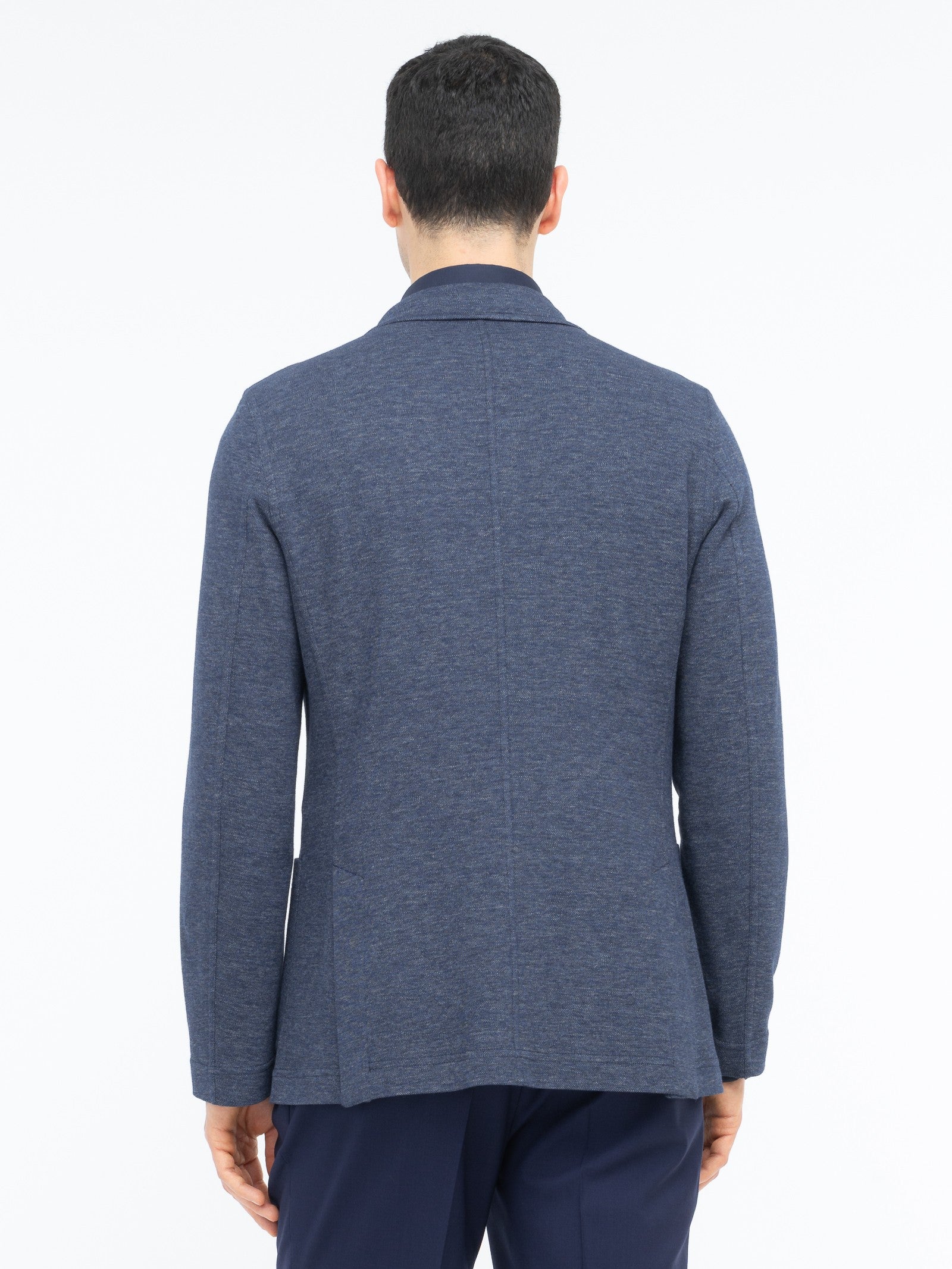 Giacca maglia doppiopetto cotone melangè 44 / BLU