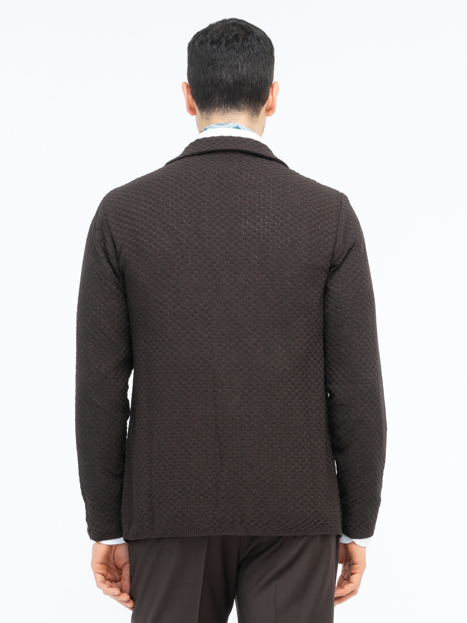 Giacca maglia lavorazione a maglia waffle misto cotone 44 / MARRONE