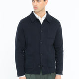 Overshirt in maglia piquet misto lana 44 / BLU