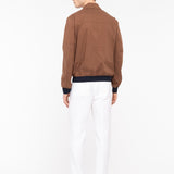 Bomber raso misto cotone stretch 44 / MARRONE
