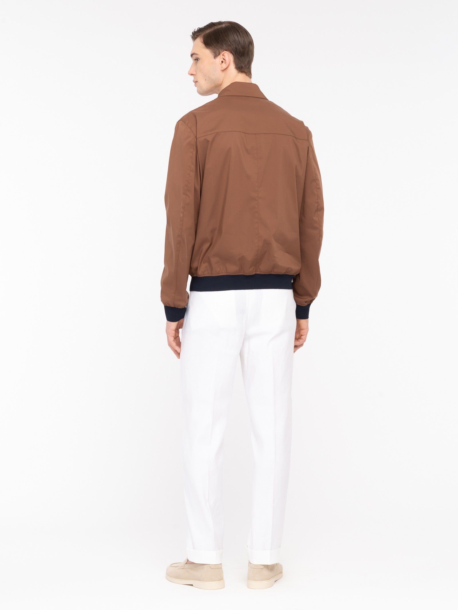 Bomber raso misto cotone stretch 44 / MARRONE
