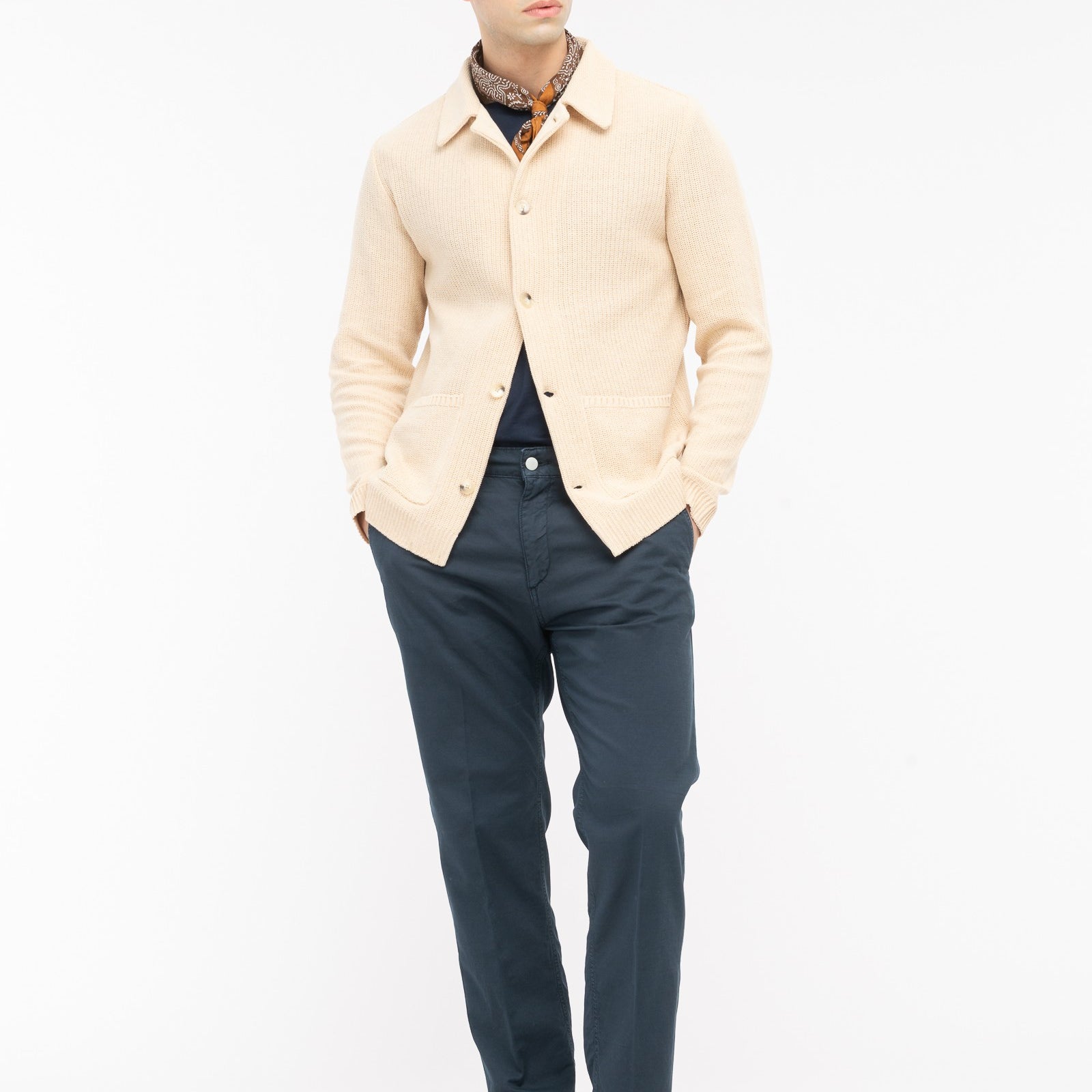 Bomber in maglia misto cotone 44 / BEIGE