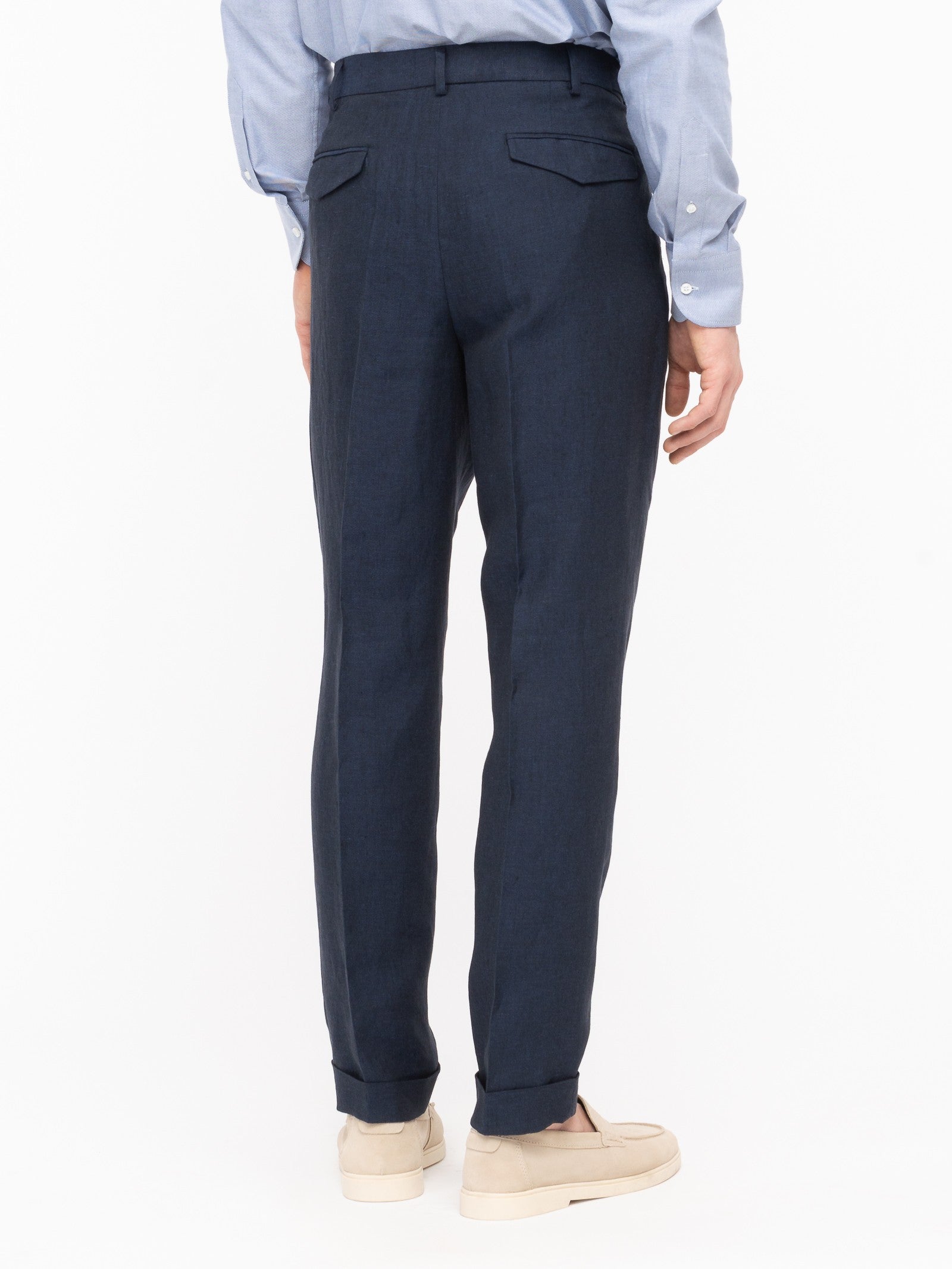 Pantalone pinces in lino 44 / BLU