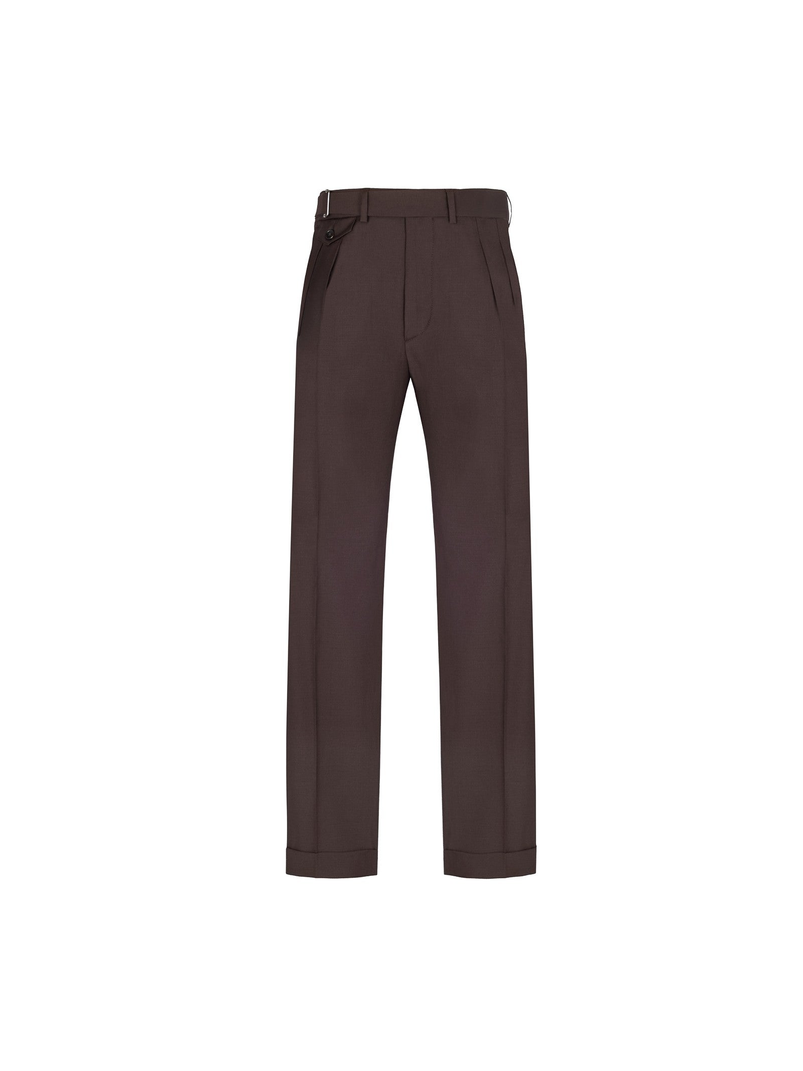 Pantalone doppia pinces fresco di lana stretch 44 / MARRONE