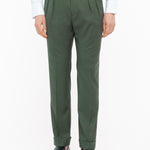Pantalone doppia pinces fresco di lana stretch 44 / VERDE
