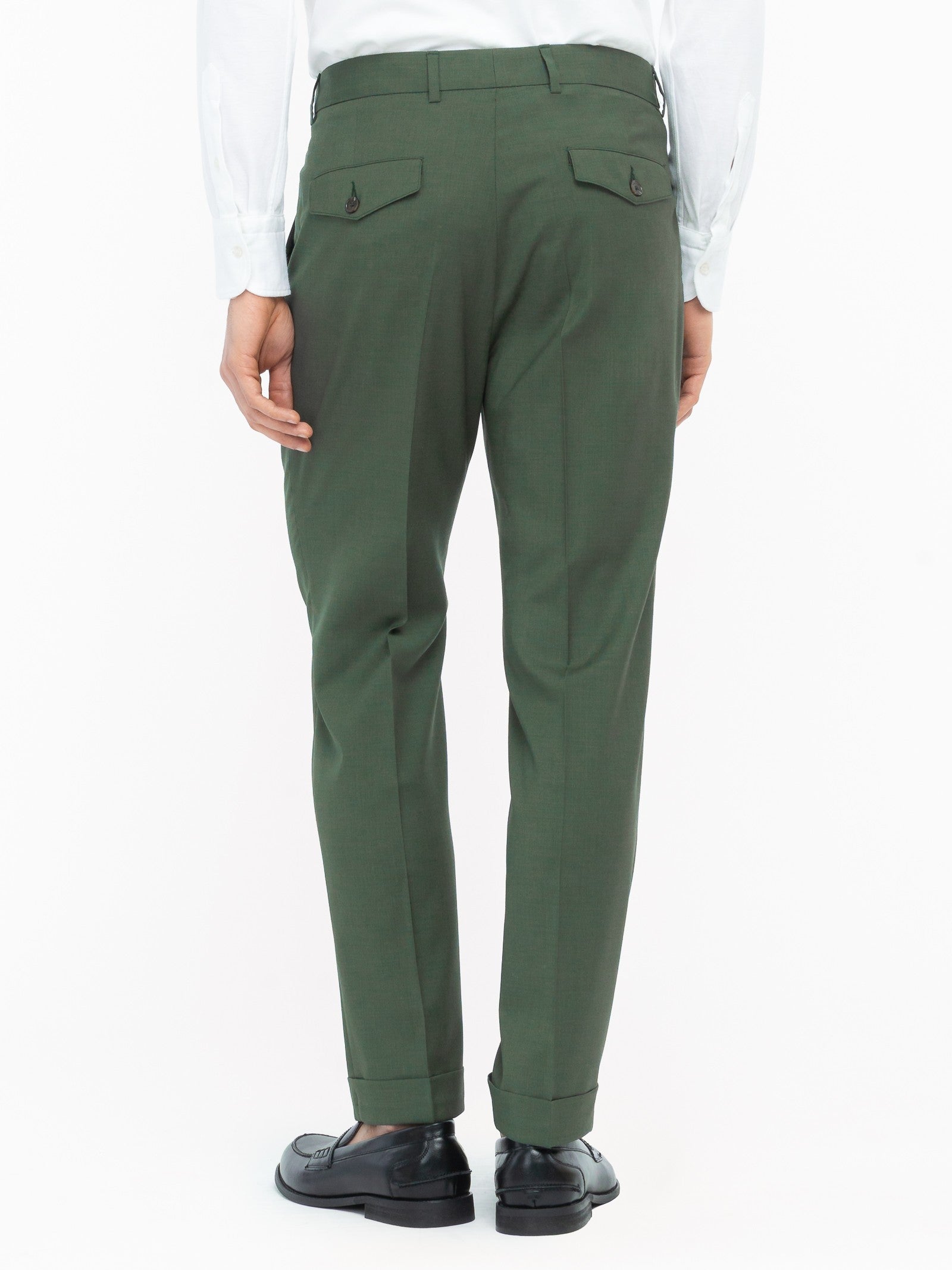 Pantalone doppia pinces fresco di lana stretch 44 / VERDE