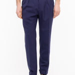 Pantalone doppia pinces fresco di lana stretch 44 / BLU