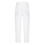 Pantalone doppia pinces denim misto lino cotone 44 / BIANCO