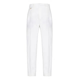 Pantalone doppia pinces denim misto lino cotone 44 / BIANCO