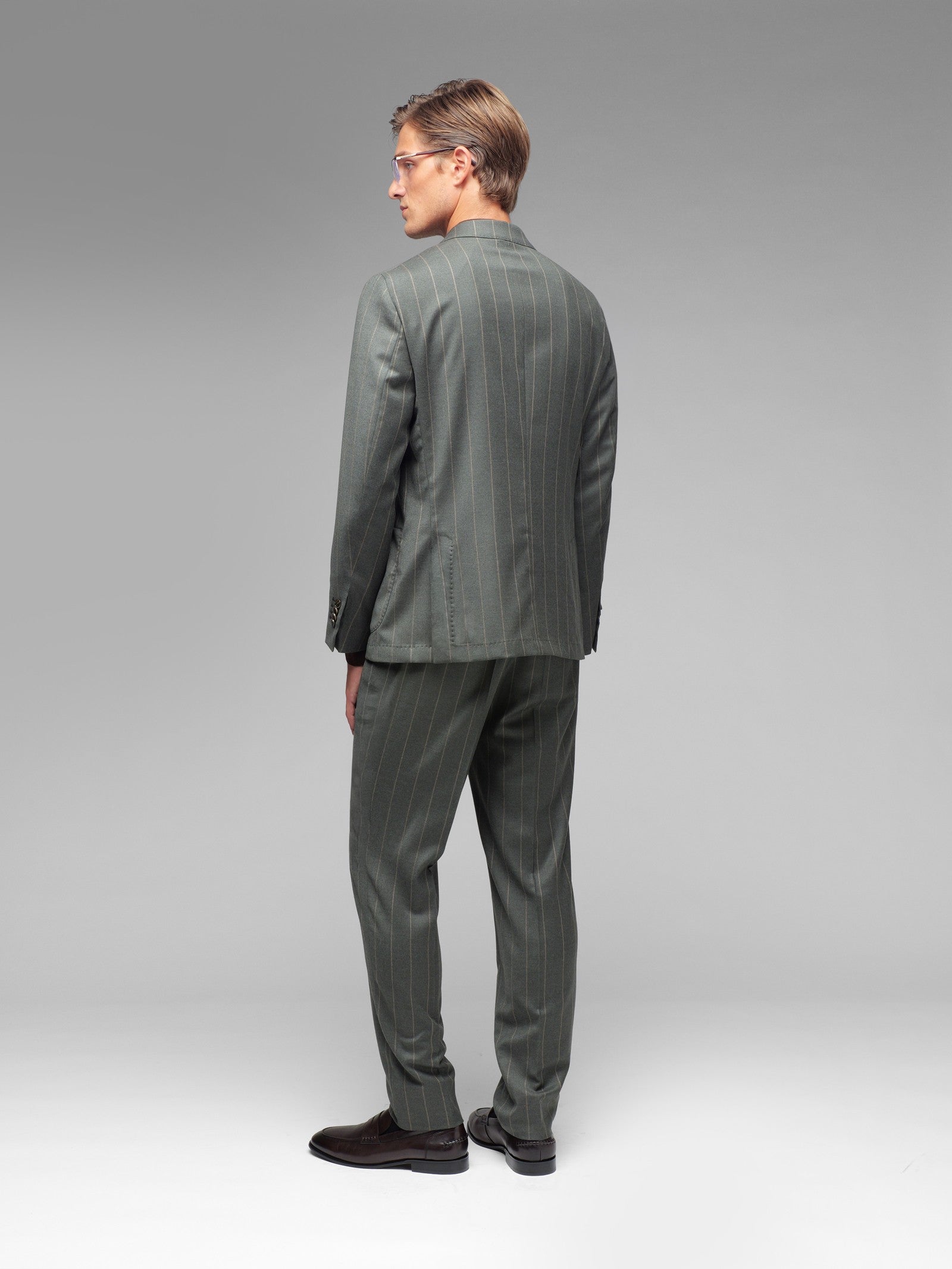 Abito gessato pura lana stretch 44 / VERDE