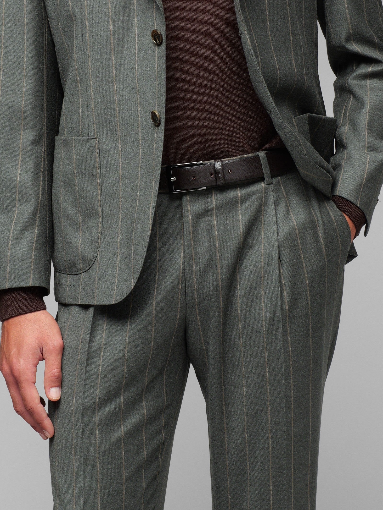 Abito gessato pura lana stretch 44 / VERDE
