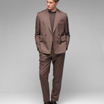 Abito doppiopetto twill lana vergine super 110`s 44 / MARRONE