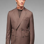 Abito doppiopetto twill lana vergine super 110`s 44 / MARRONE