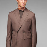 Abito doppiopetto twill lana vergine super 110`s 44 / MARRONE