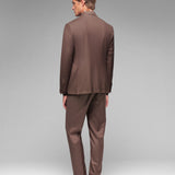 Abito doppiopetto twill lana vergine super 110`s 44 / MARRONE