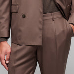 Abito doppiopetto twill lana vergine super 110`s 44 / MARRONE