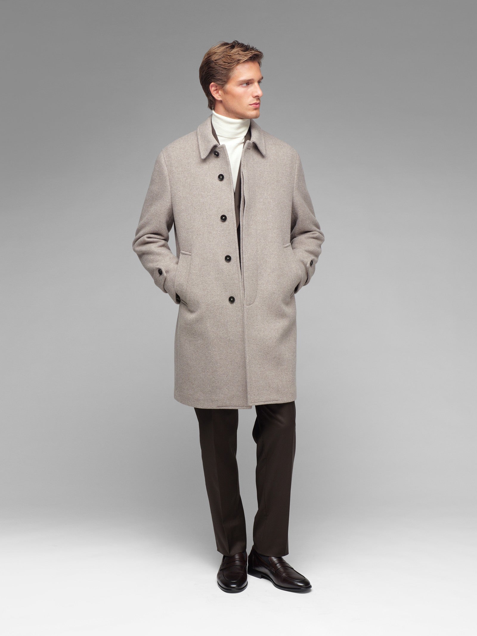 Cappotto panno misto lana cashmere 44 / MARRONE