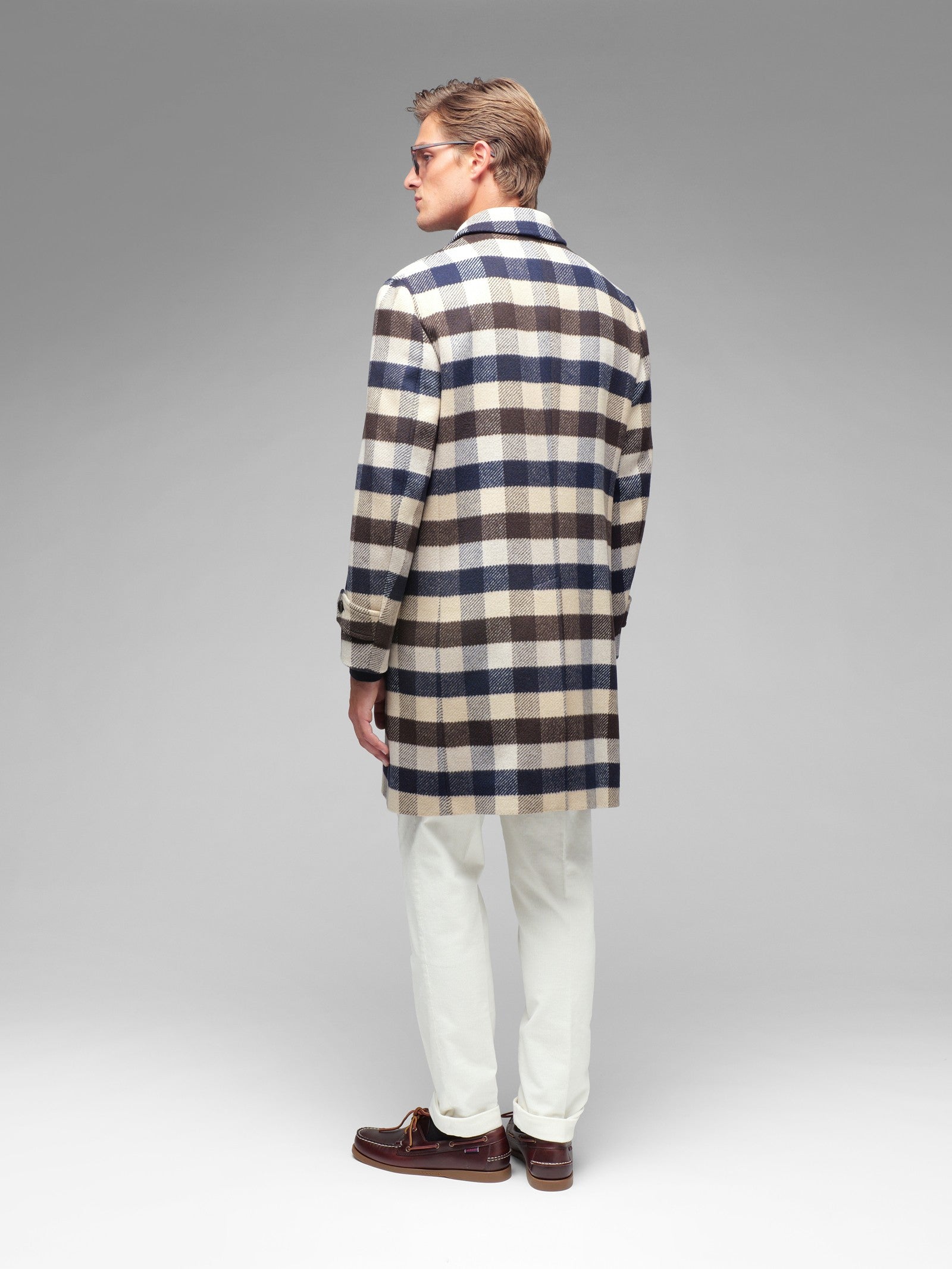 Cappotto check misto lana 44 / MARRONE