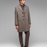 Cappotto pettorina chevron misto lana cashmere 44 / MARRONE
