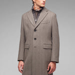 Cappotto pettorina chevron misto lana cashmere 44 / MARRONE