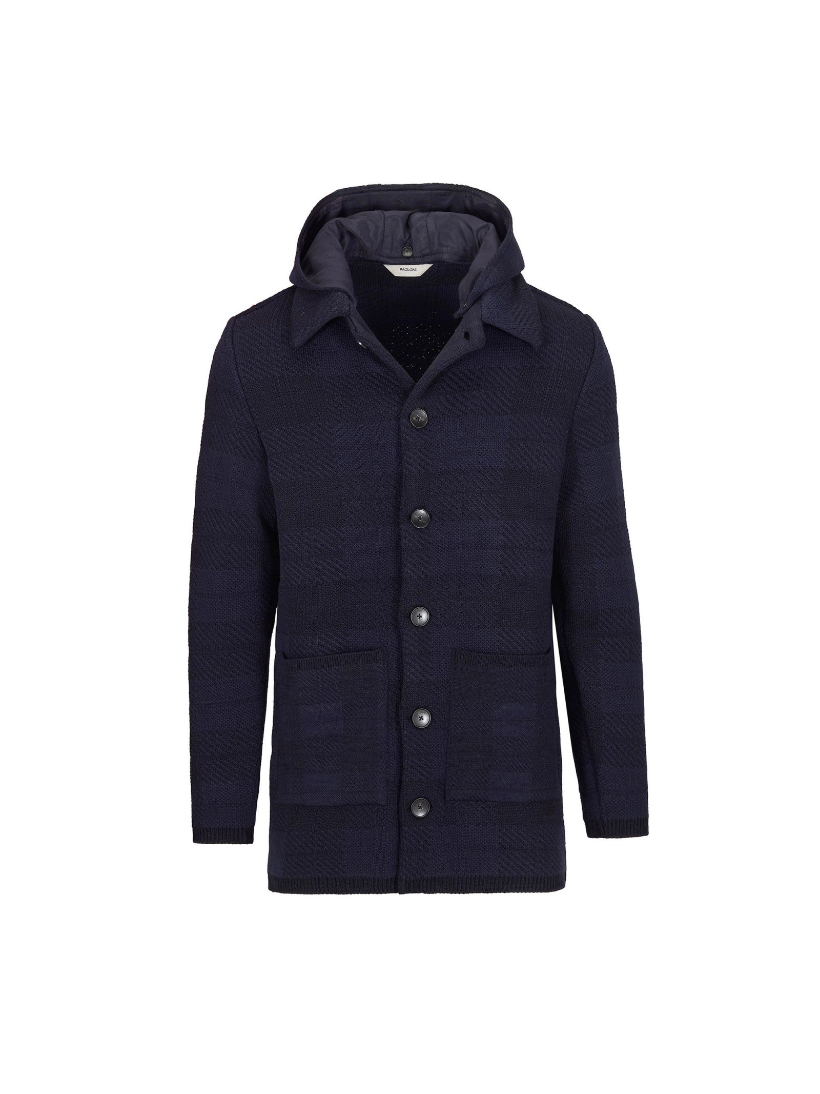 Cappotto in maglia check misto lana 44 / BLU