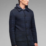 Cappotto in maglia check misto lana 44 / BLU