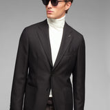 Giacca sfoderata micro texture lana vergine 44 / MARRONE
