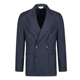 Giacca doppiopetto flanella di lana stretch 44 / BLU