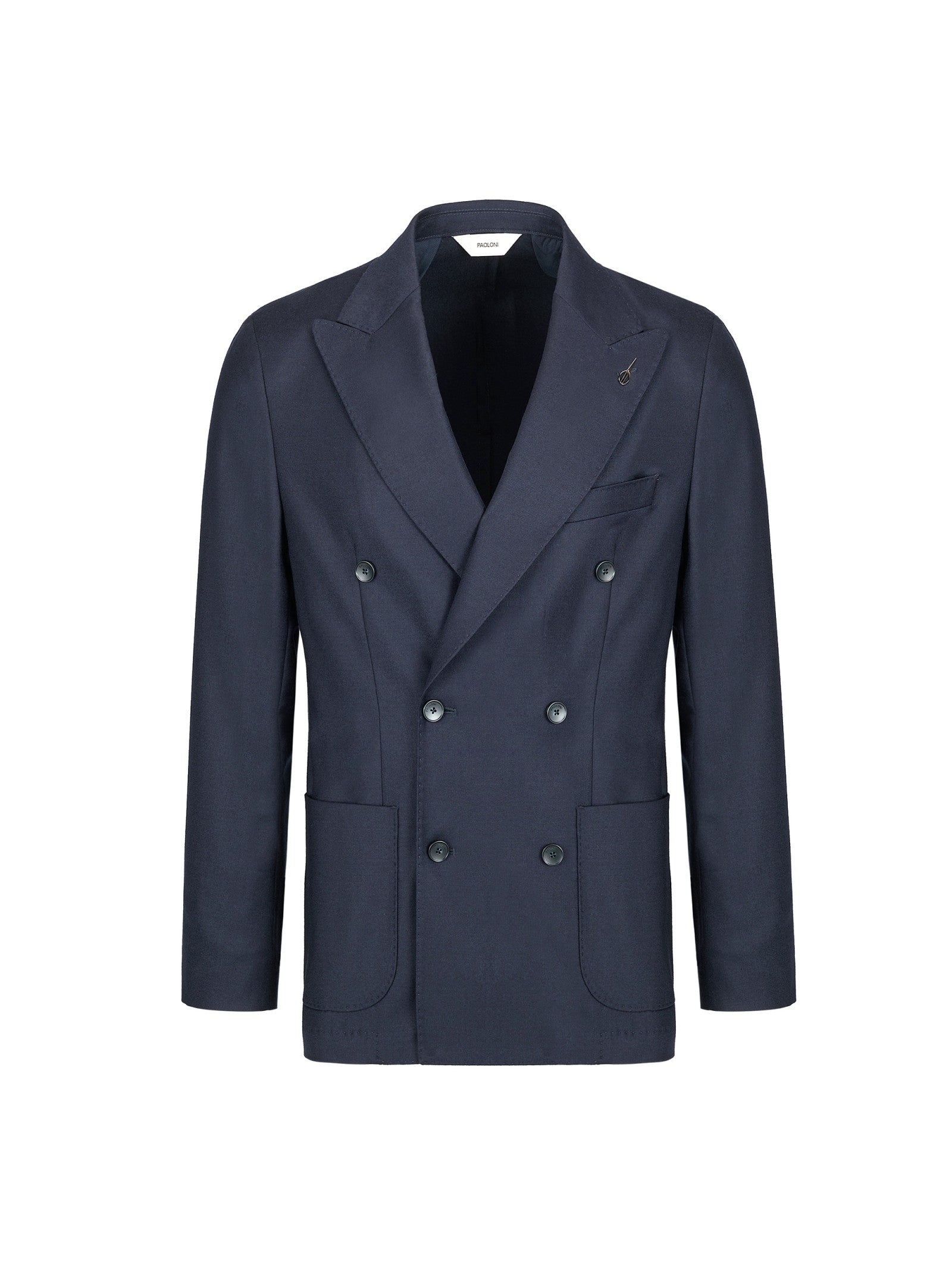 Giacca doppiopetto flanella di lana stretch 44 / BLU