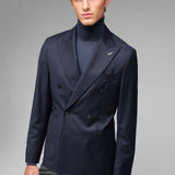 Giacca doppiopetto flanella di lana stretch 44 / BLU