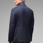 Giacca doppiopetto flanella di lana stretch 44 / BLU