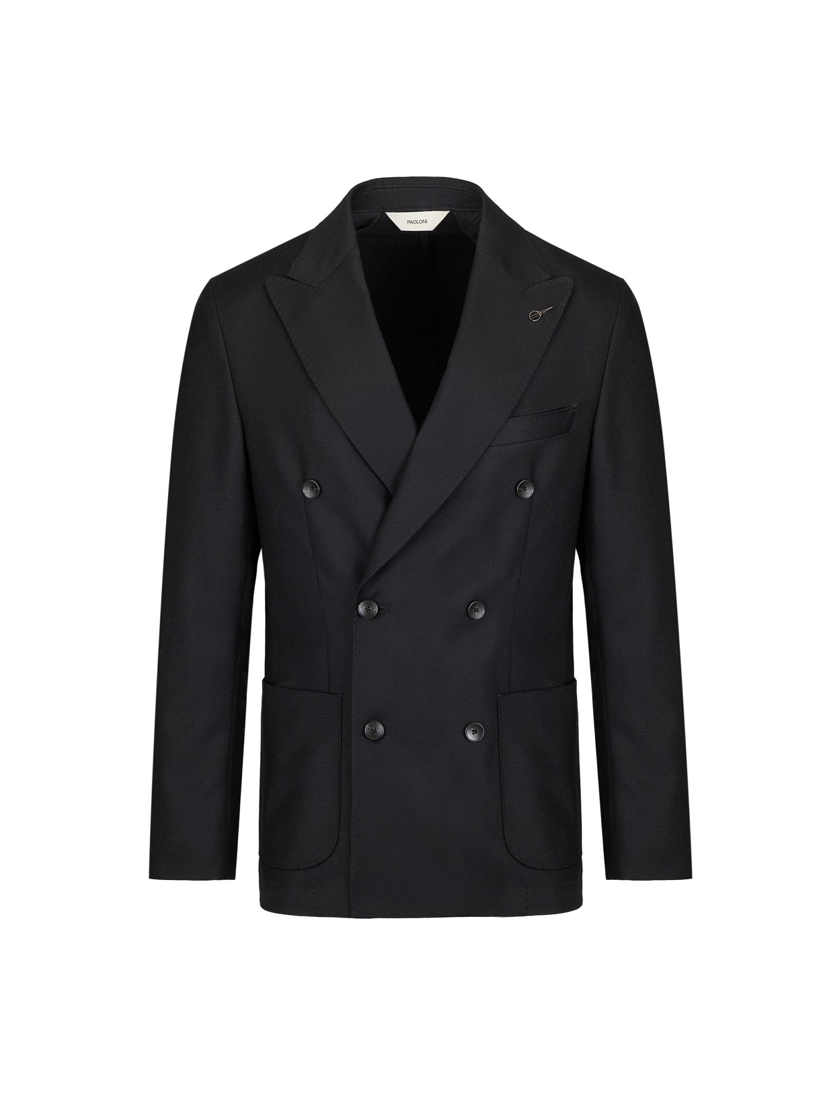 Giacca doppiopetto flanella di lana stretch 44 / NERO