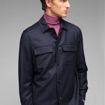 Overshirt in flanella di lana stretch 44 / BLU