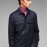 Overshirt in flanella di lana stretch 44 / BLU