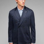 Giacca doppiopetto jersey misto lana 44 / BLU