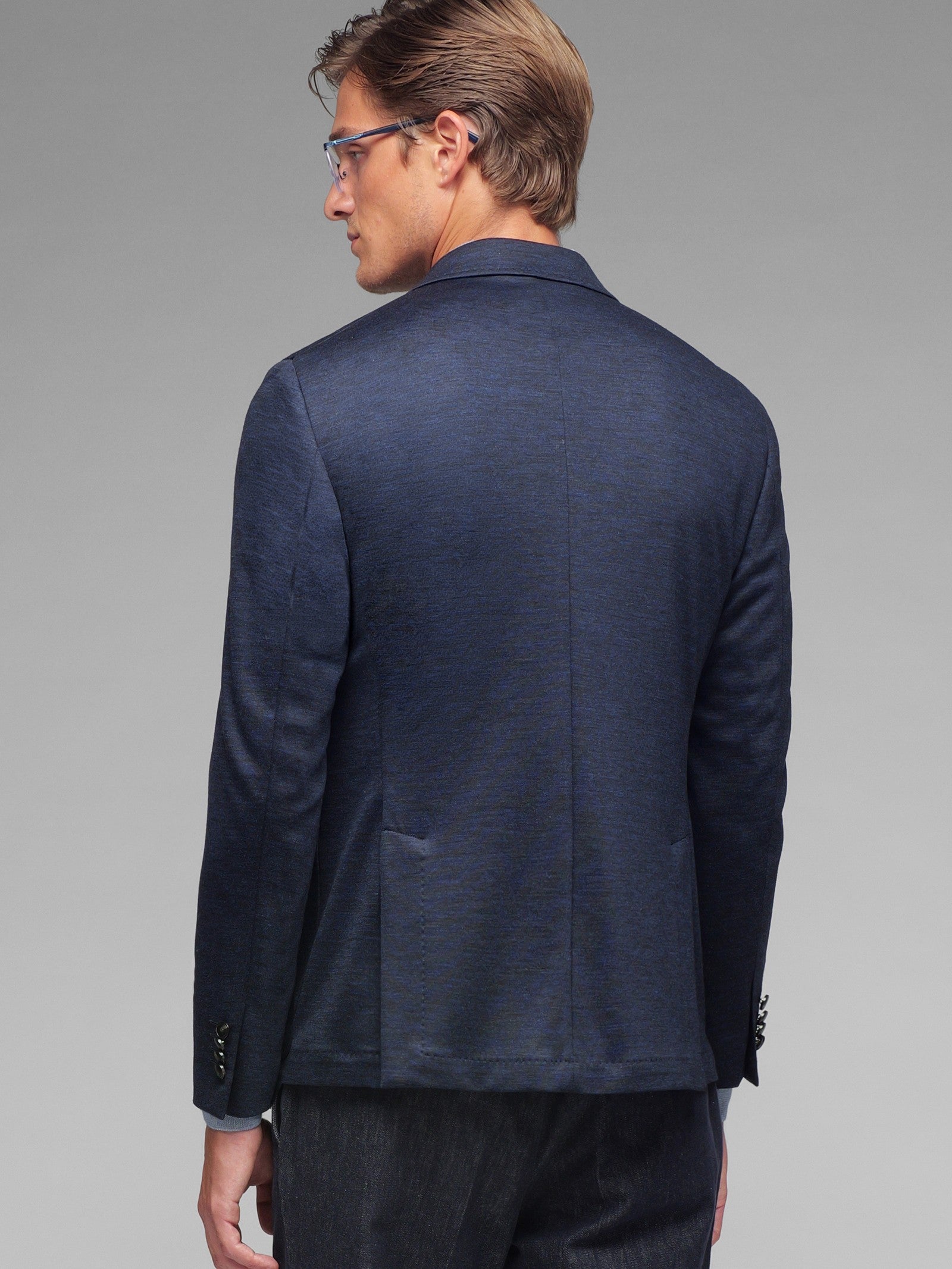 Giacca doppiopetto jersey misto lana 44 / BLU