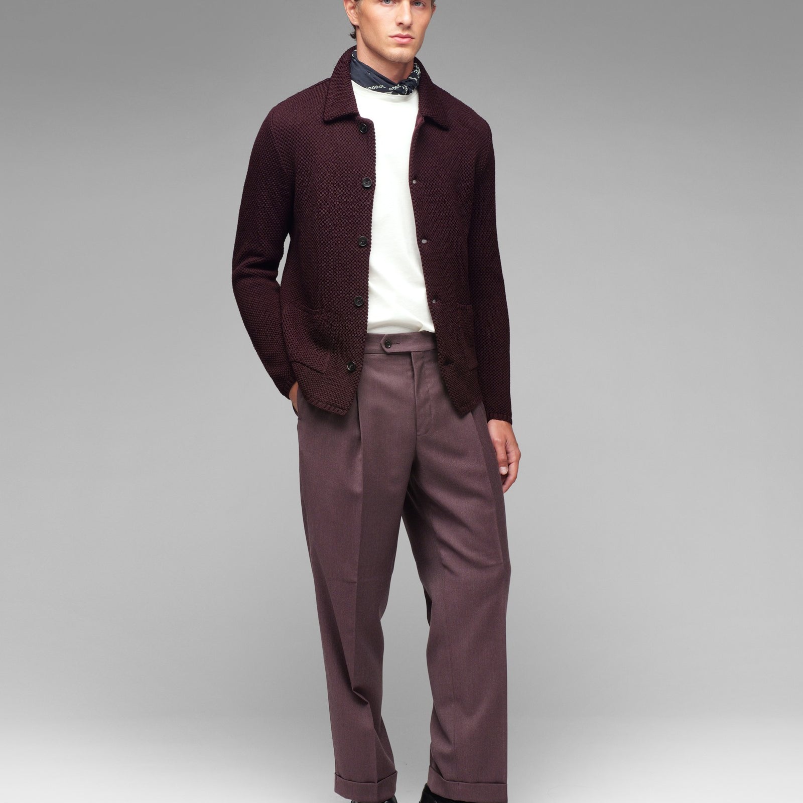 Overshirt punto piquet misto lana 44 / ROSSO