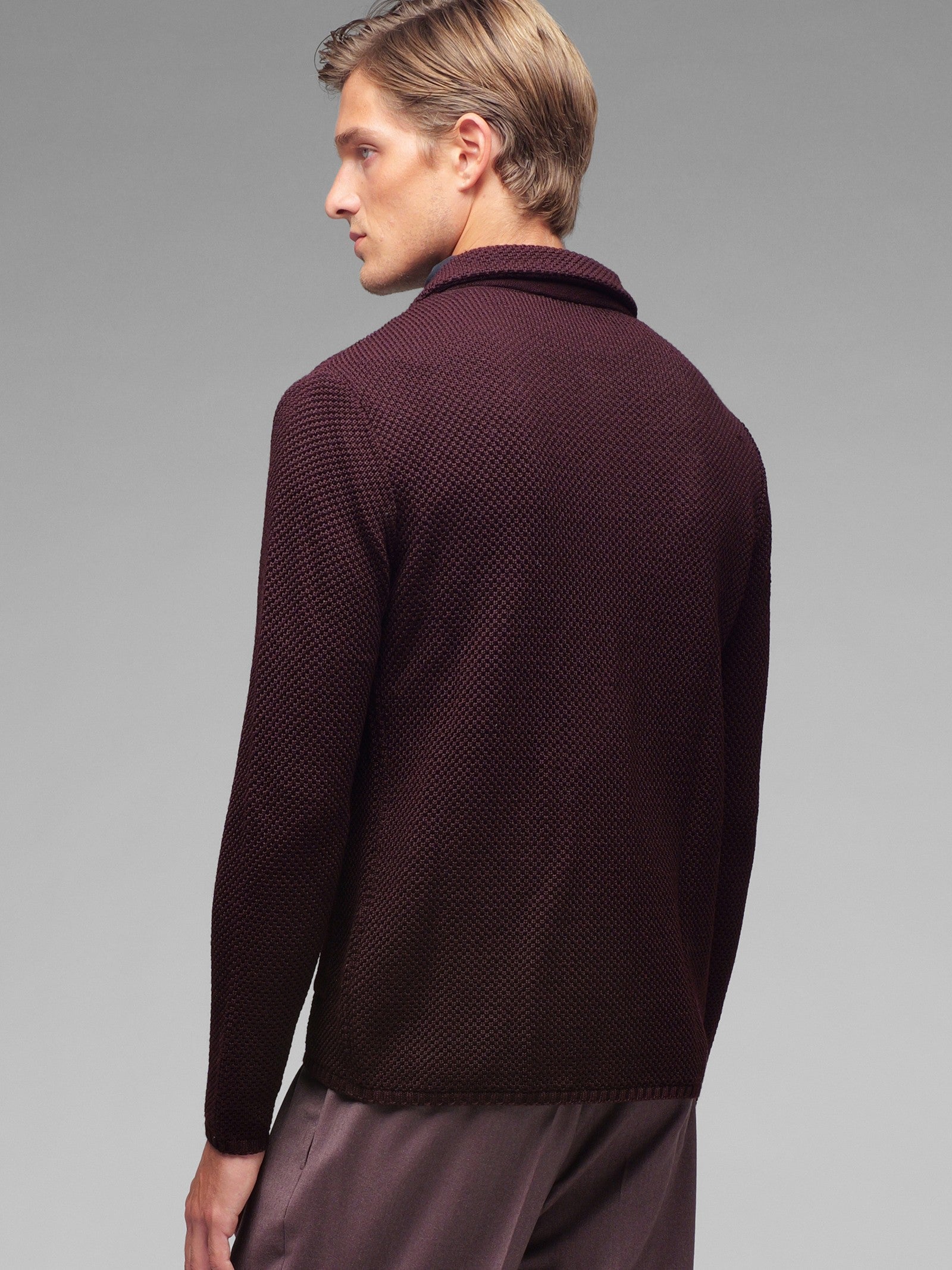 Overshirt punto piquet misto lana 44 / ROSSO