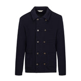Giaccone doppiopetto in maglia misto lana 44 / BLU